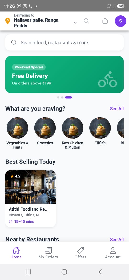 SwiftBite app screen 1